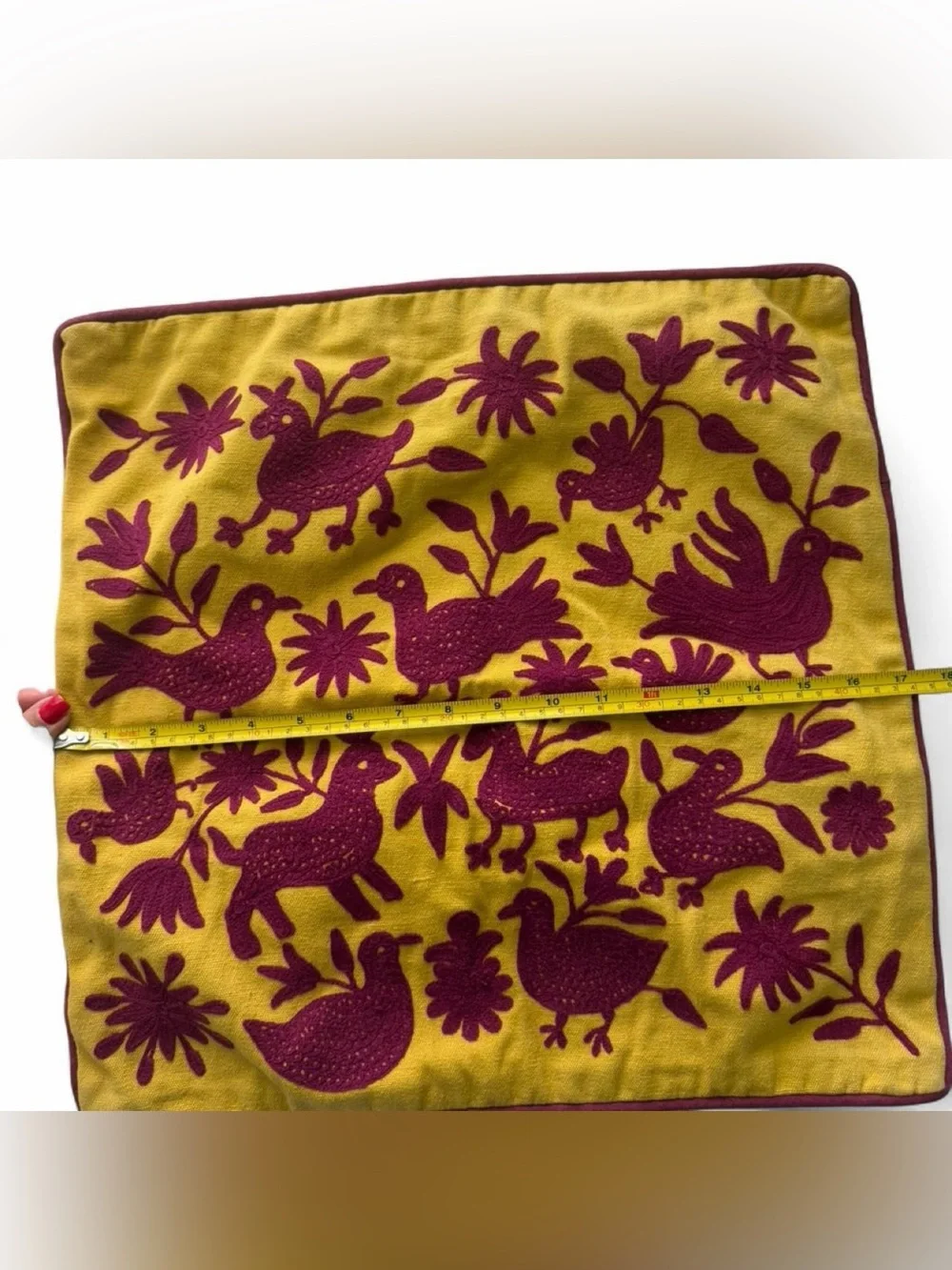 Handmade Mexican Otomi Indigenous Embroidered Pillow Case Cover Maximalist Art